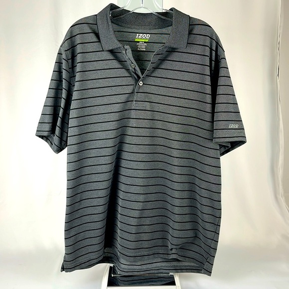 IZOD Perform Xtreme Function Golf Cool FX Polo Golf Shirt Black/Gray Size XL - Picture 3 of 14